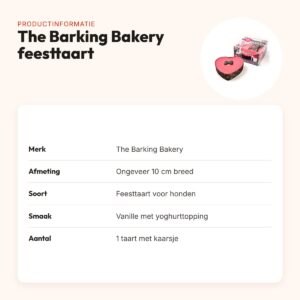 The Barking Bakery feesttaart roze hart 10 cm – Pawty Cake voor honden – productinformatie