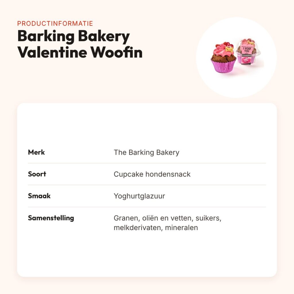 The Barking Bakery I Woof You Valentine Woofin – cupcake hondensnack – productinformatie