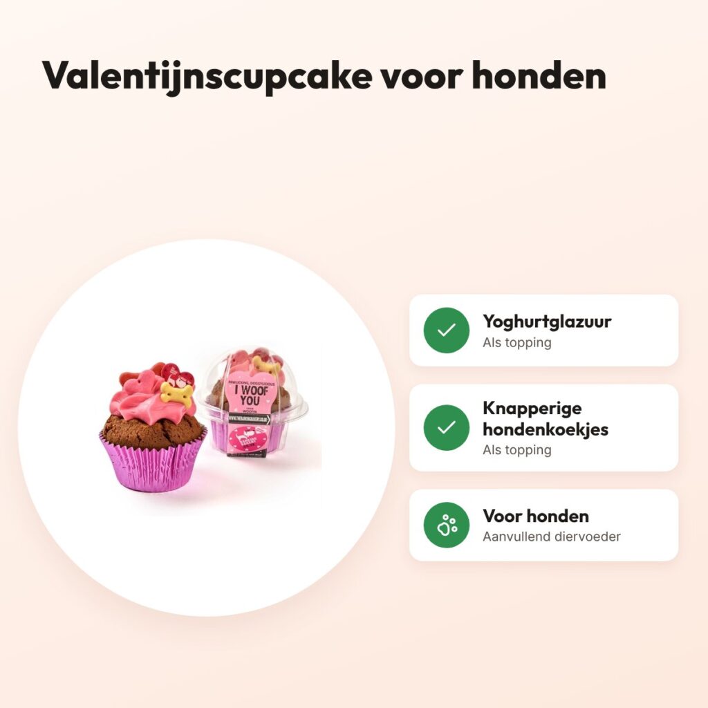 The Barking Bakery I Woof You Valentine Woofin – cupcake hondensnack – voordelen