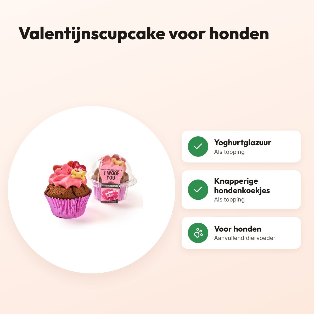 The Barking Bakery I Woof You Valentine Woofin – cupcake hondensnack – voordelen