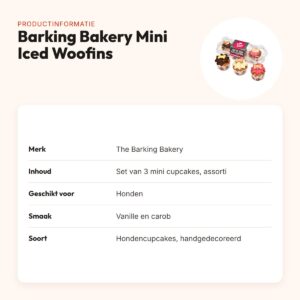 The Barking Bakery Mini Iced Woofins vanille en carob – trio hondencupcakes – productinformatie