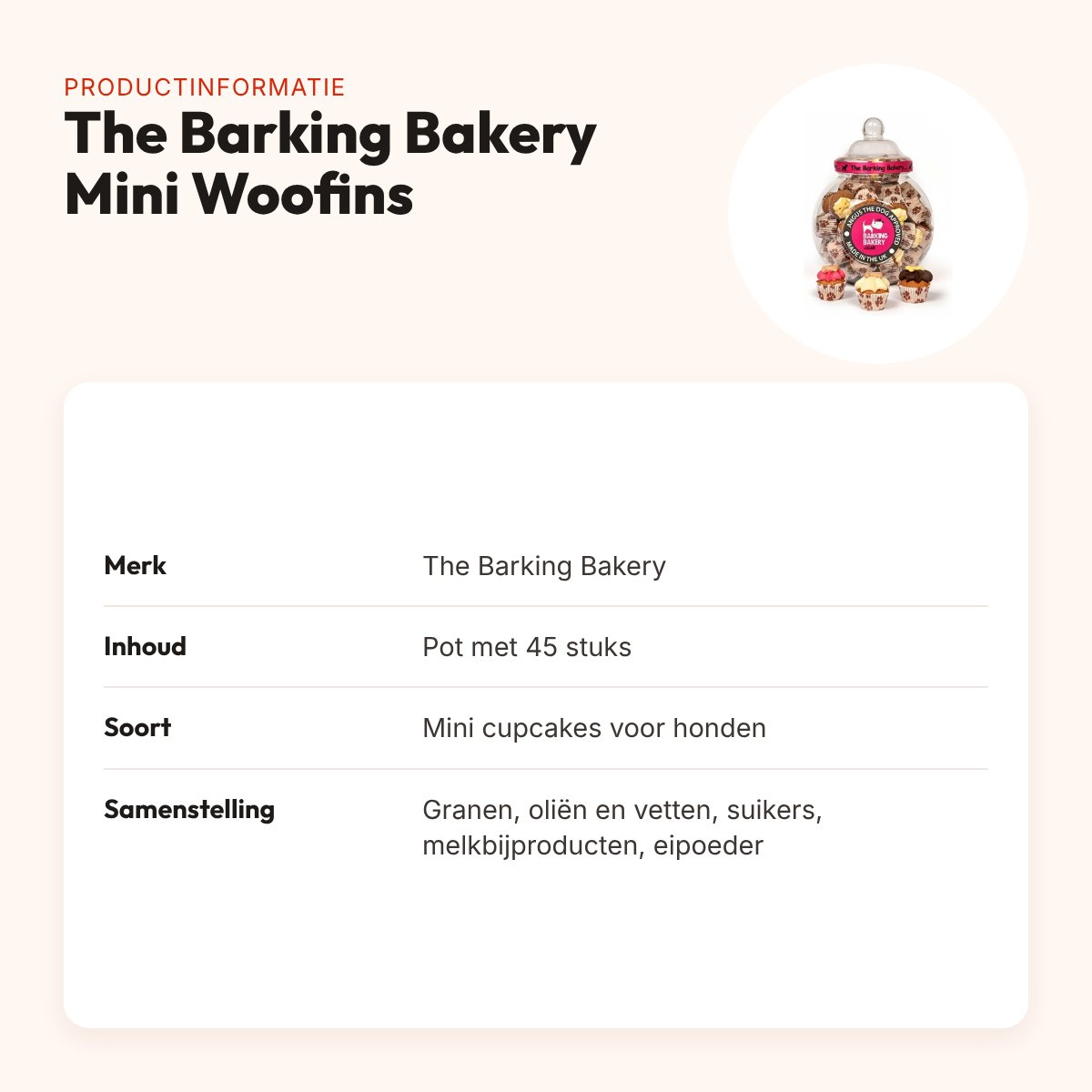 The Barking Bakery Mini Iced Woofins voorraadpot – 45 stuks – productinformatie