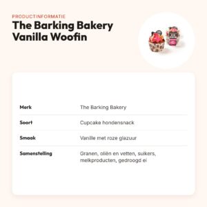 The Barking Bakery Vanilla Woofin roze glazuur – cupcake hondensnack – productinformatie