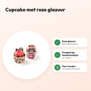 The Barking Bakery Vanilla Woofin roze glazuur – cupcake hondensnack – voordelen