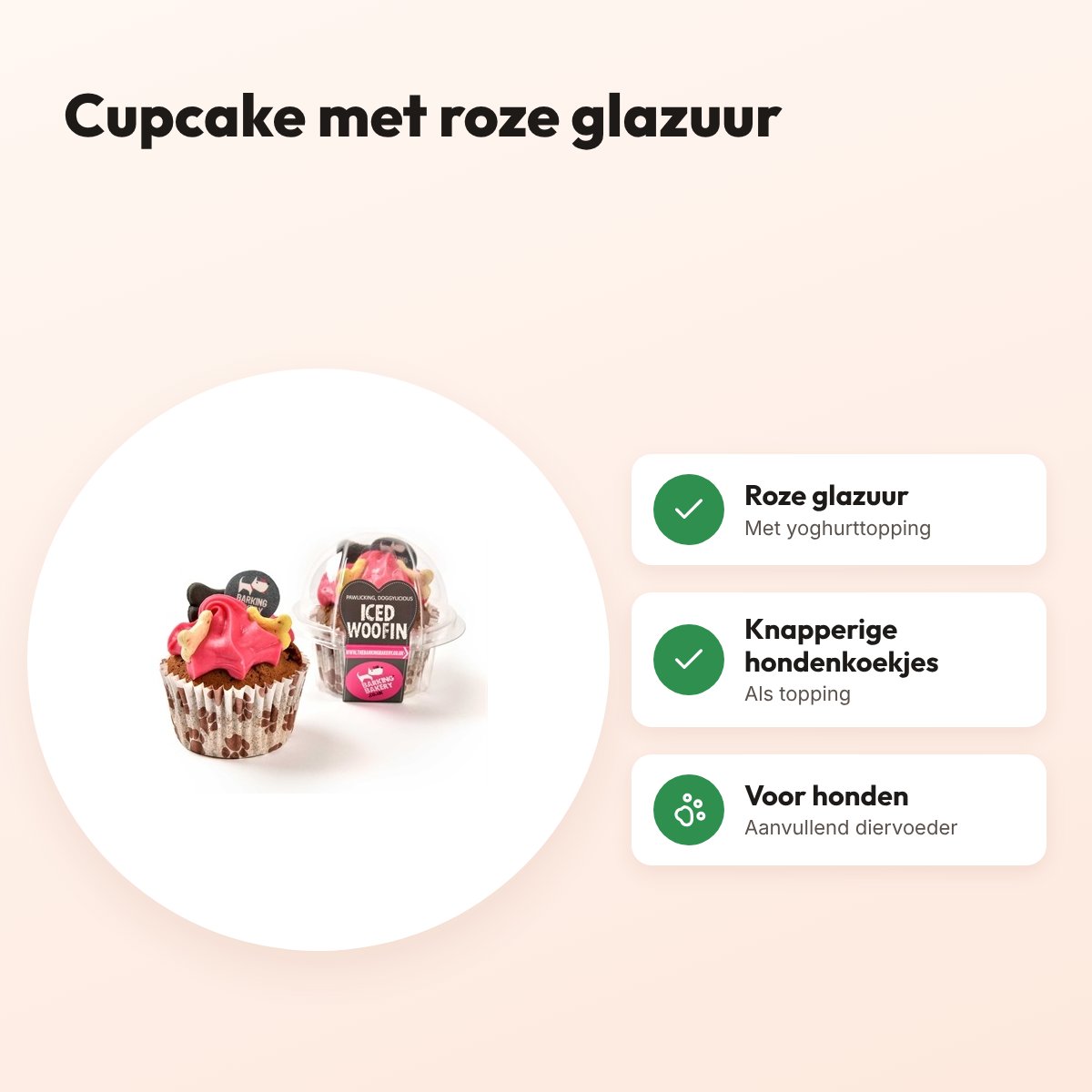 The Barking Bakery Vanilla Woofin roze glazuur – cupcake hondensnack – voordelen