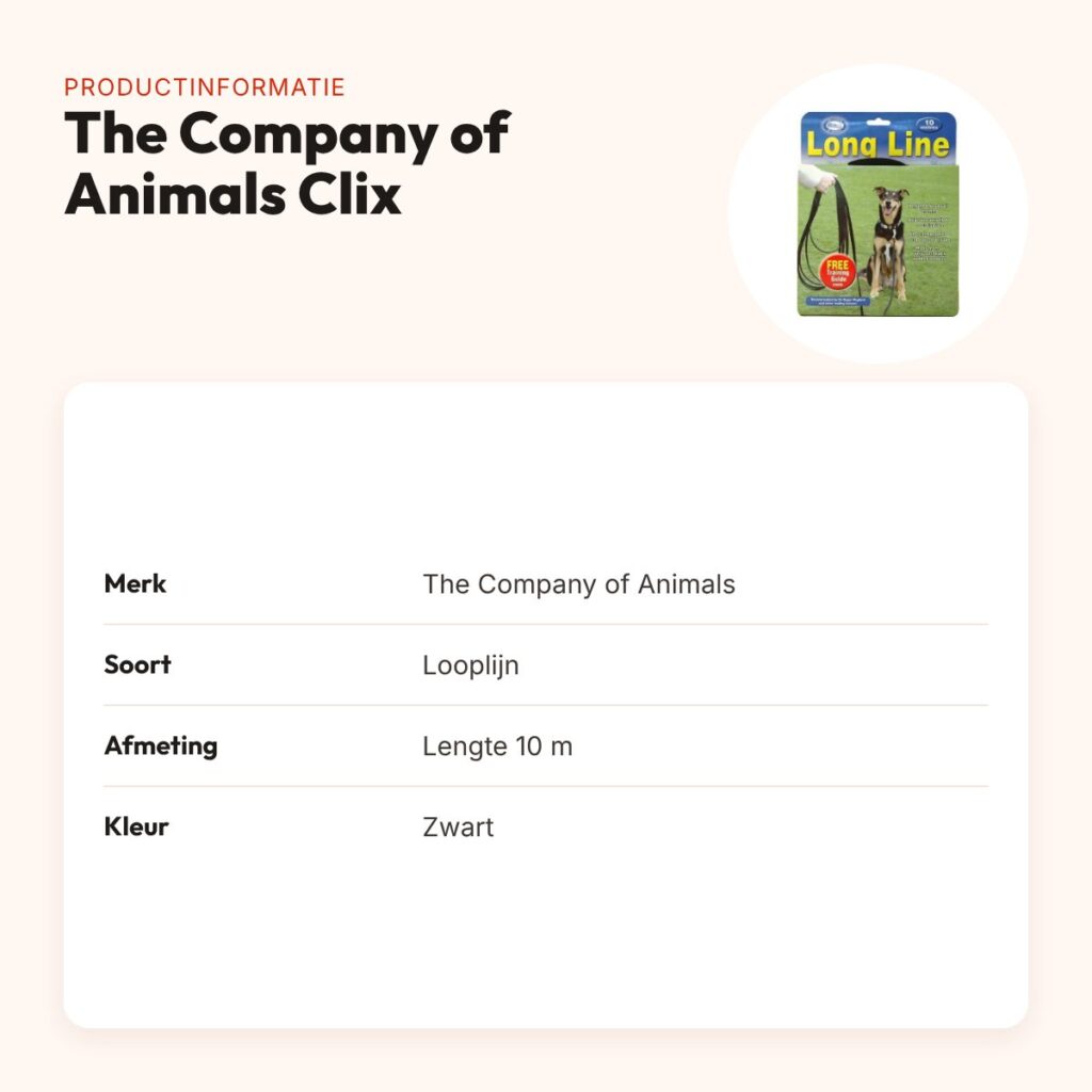 The Company of Animals Clix looplijn zwart 10 m – voor training – productinformatie