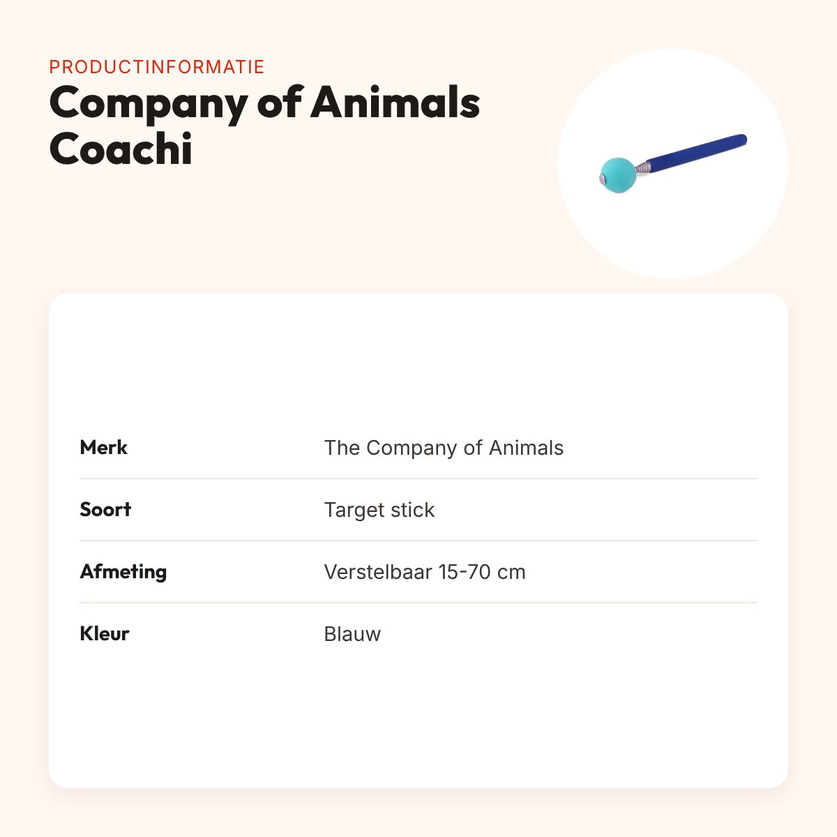 The Company of Animals Coachi target stick blauw – verstelbaar 15-70 cm – productinformatie