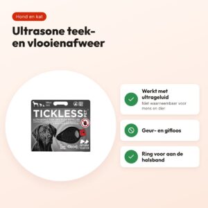 Tickless teek- en vlooienafweer hond en kat zwart – ultrasoon, geurloos – voordelen