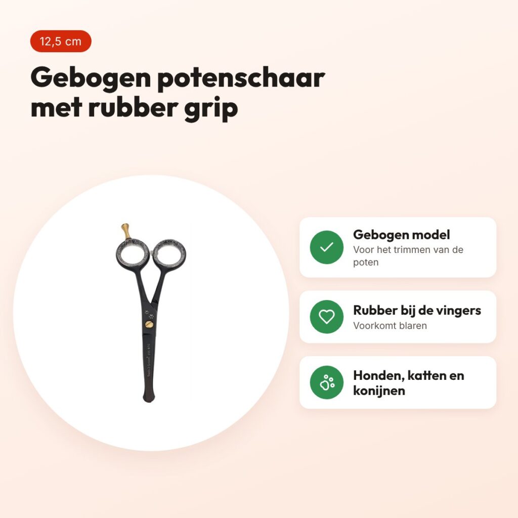 Tools-2-Groom Black Edge potenschaar gebogen 12,5 cm – rubber grip – voordelen