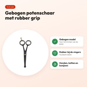 Tools-2-Groom Black Edge potenschaar gebogen 12,5 cm – rubber grip – voordelen