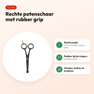 Tools-2-Groom Black Edge potenschaar recht 12,5 cm – rubber grip – voordelen