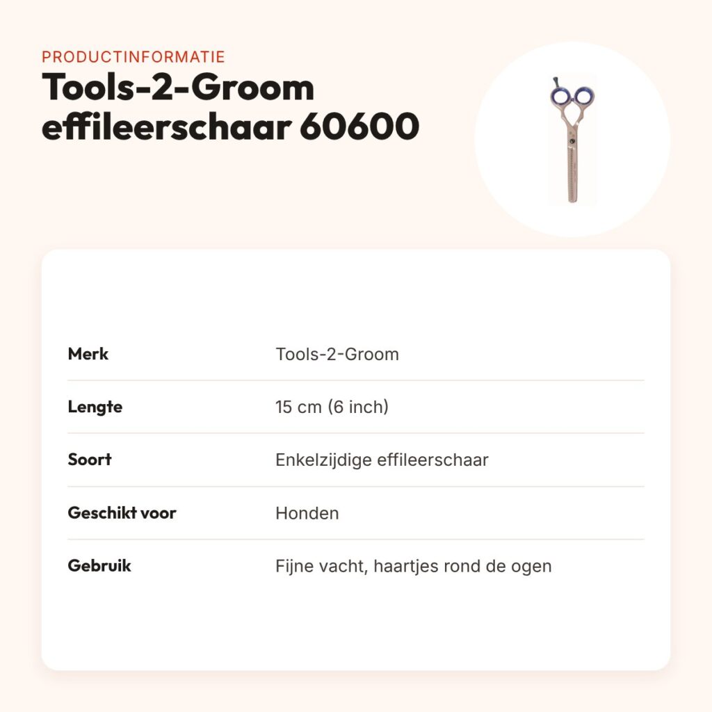 Tools-2-Groom effileerschaar enkelzijdig 60600 – 6 inch (15 cm) – productinformatie