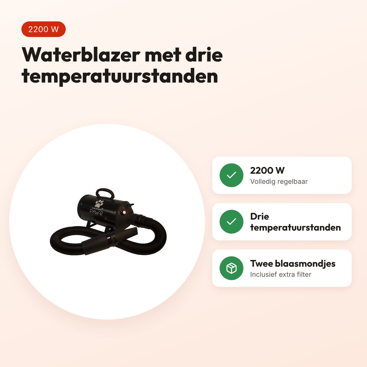 Tools-2-Groom Paw-R waterblazer 2200 W zwart – volledig regelbaar – voordelen