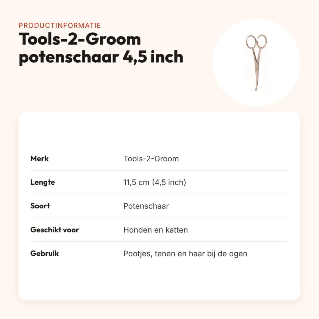 Tools-2-Groom potenschaar gebogen 4,5 inch (11,5 cm) – stompe punt – productinformatie