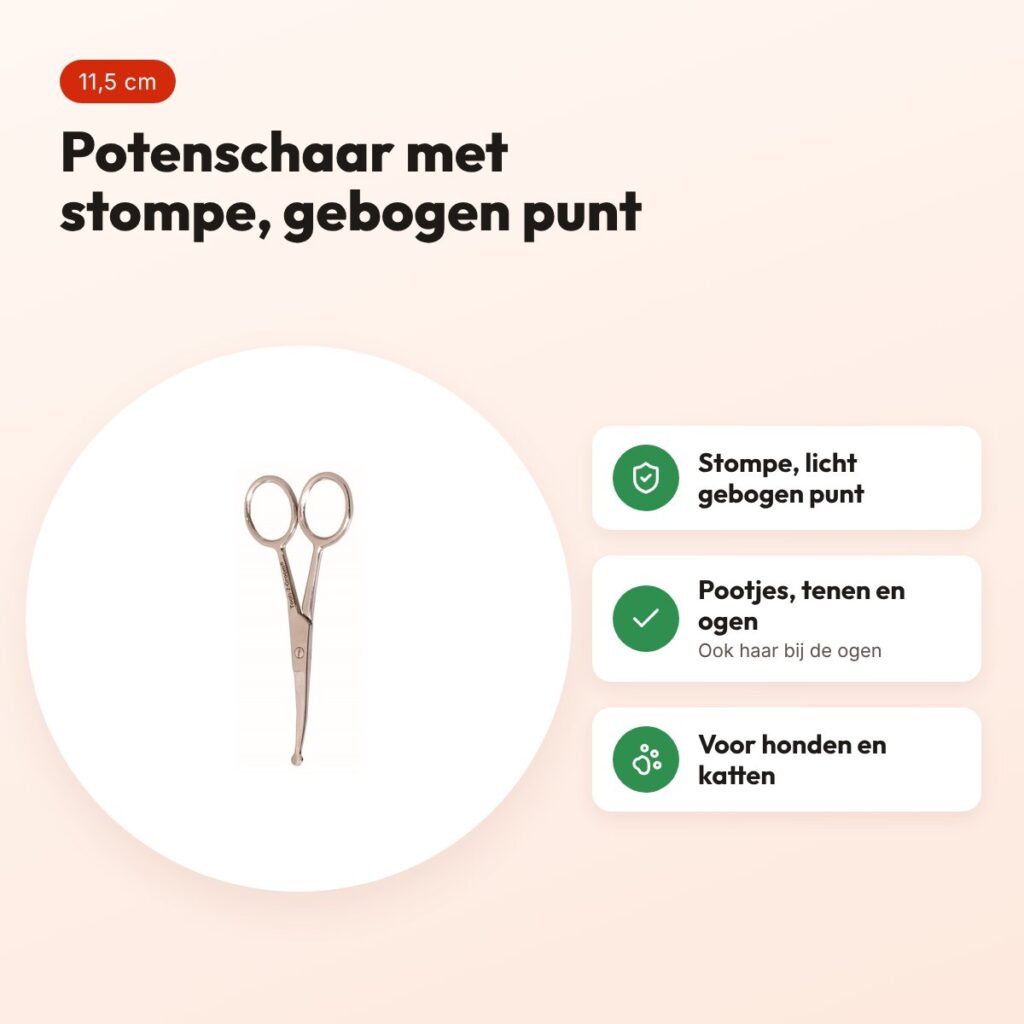 Tools-2-Groom potenschaar gebogen 4,5 inch (11,5 cm) – stompe punt – voordelen