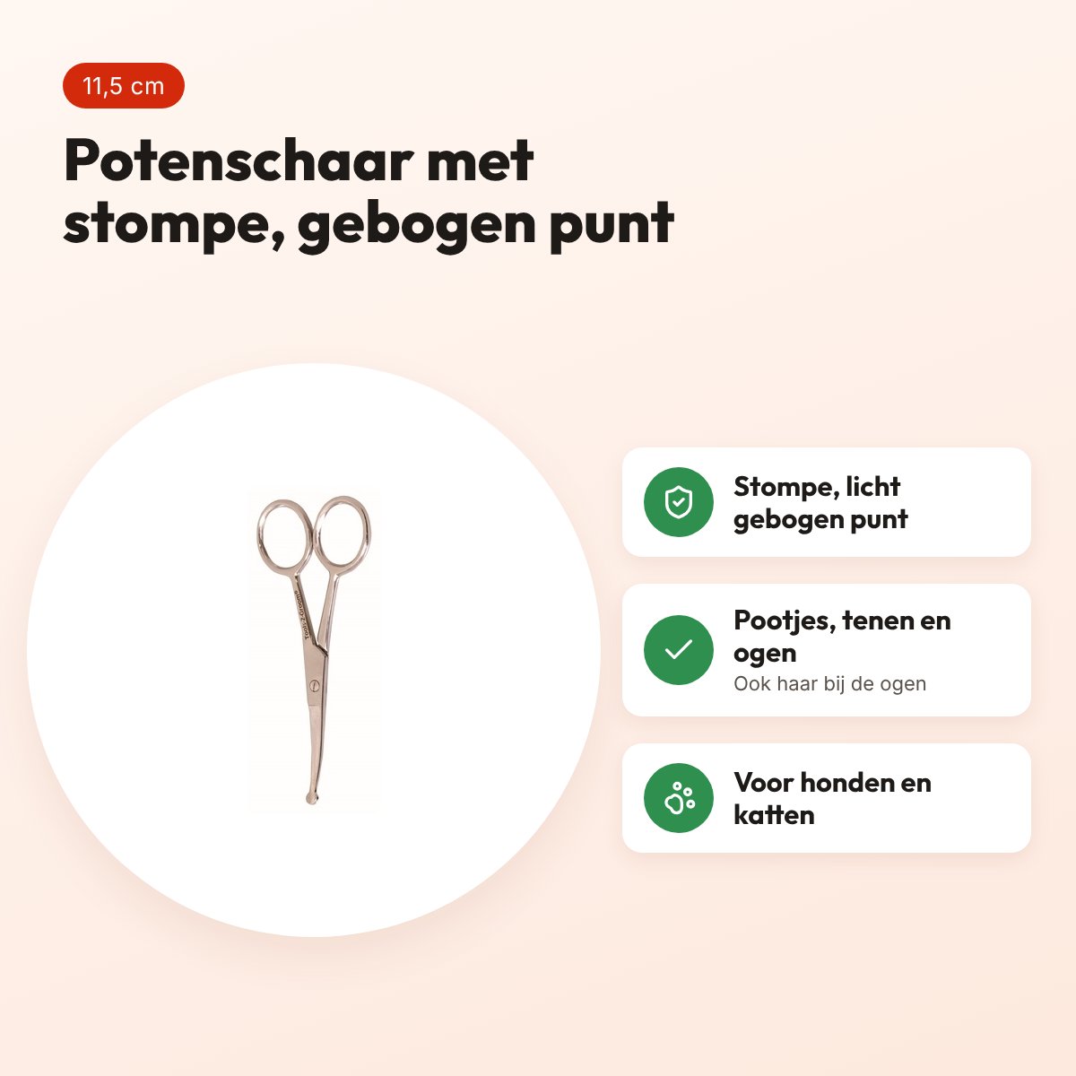 Tools-2-Groom potenschaar gebogen 4,5 inch (11,5 cm) – stompe punt – voordelen