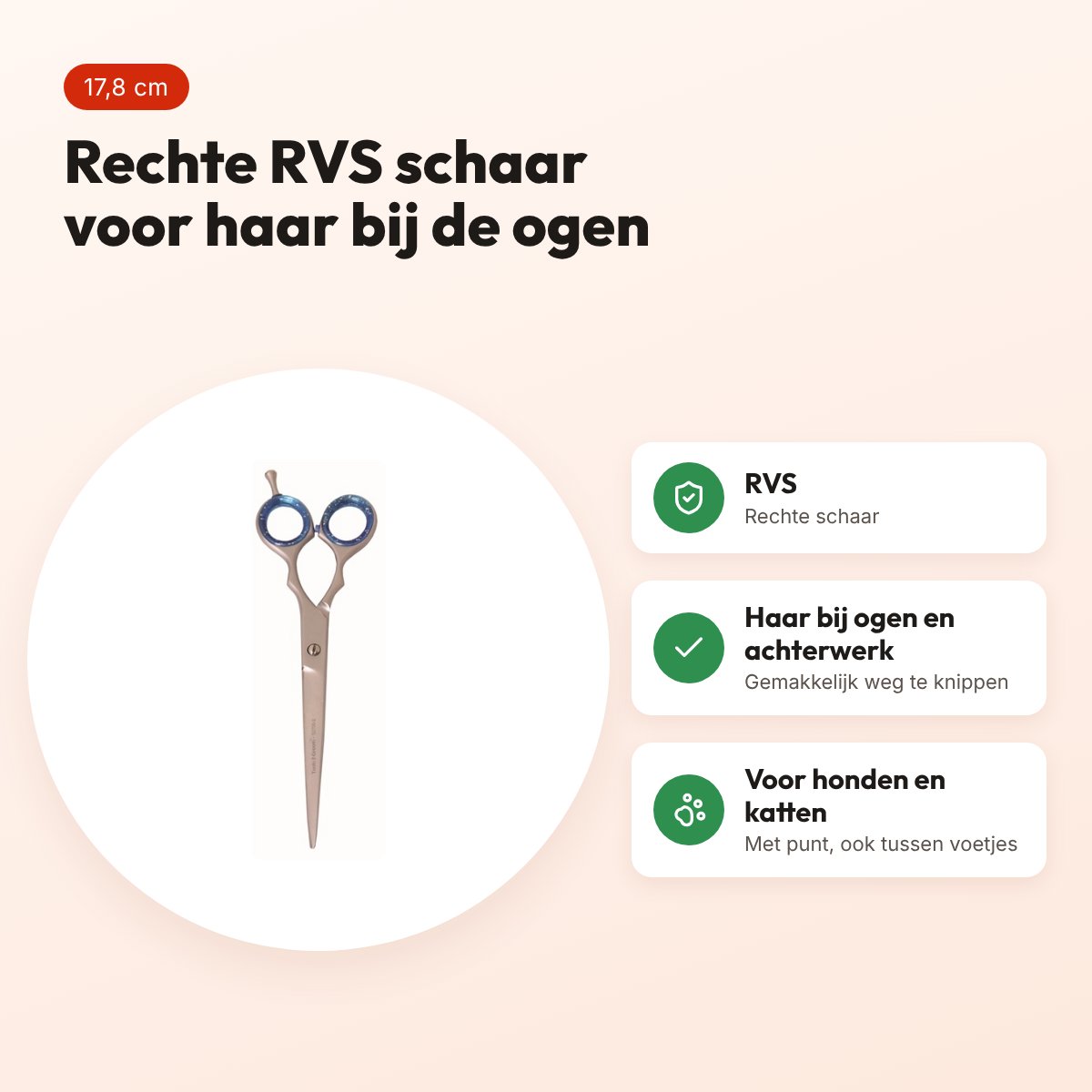 Tools-2-Groom schaar recht 52700 – 7 inch (17,8 cm), RVS – voordelen