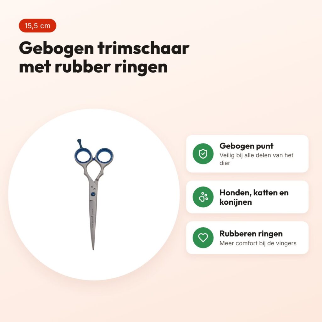 Tools-2-Groom Sharp Edge schaar gebogen 51600CC 15,5 cm – rubber handvaten – voordelen
