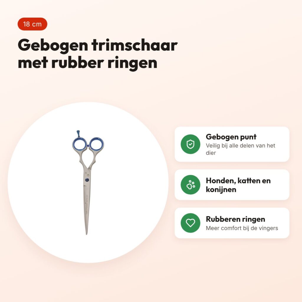 Tools-2-Groom Sharp Edge schaar gebogen 52700CC 18 cm – rubber handvaten – voordelen