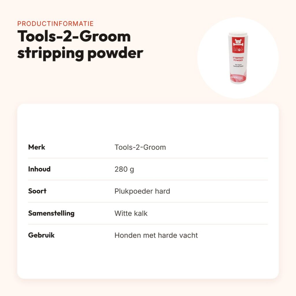 Tools-2-Groom stripping powder hard 280 g – plukpoeder in strooibus – productinformatie