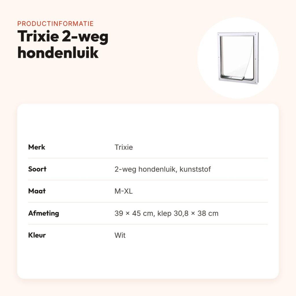 Trixie 2-weg hondenluik wit M-XL 39 x 45 cm – kunststof, vergrendelbaar – productinformatie