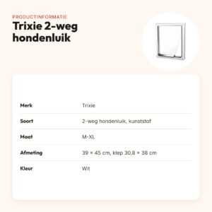 Trixie 2-weg hondenluik wit M-XL 39 x 45 cm – kunststof, vergrendelbaar – productinformatie