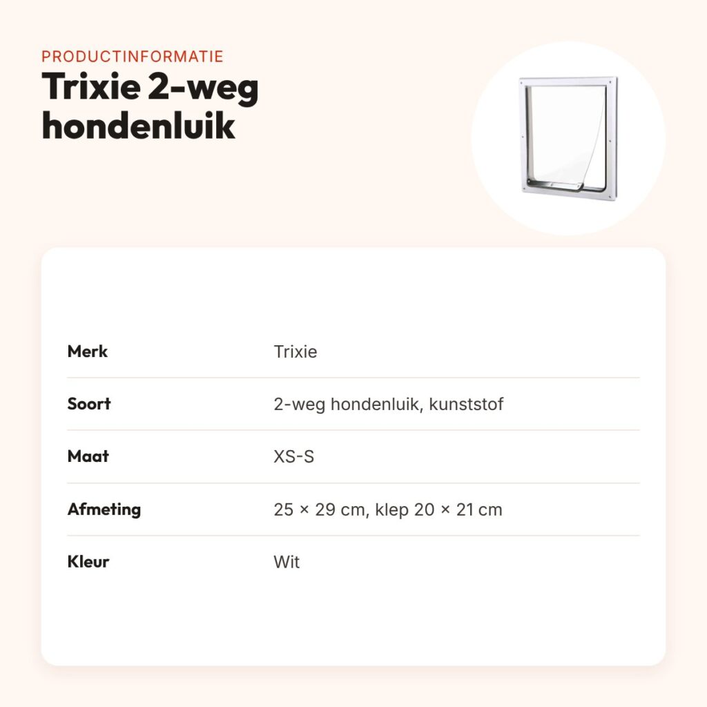 Trixie 2-weg hondenluik wit XS-S 25 x 29 cm – kunststof, vergrendelbaar – productinformatie
