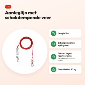 Trixie aanleglijn rood 5 m – met schokdempende springveer – voordelen