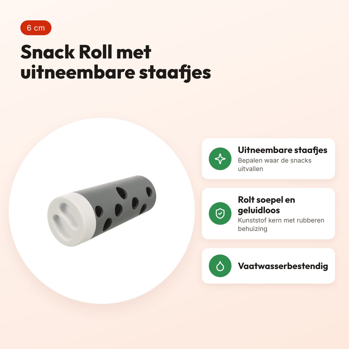 Trixie Activity Snack Roll 6 cm – assorti grijs/blauw, vaatwasserbestendig – voordelen