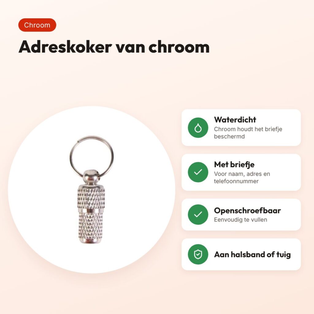 Trixie adreskoker chroom – waterdicht, met briefje – voordelen