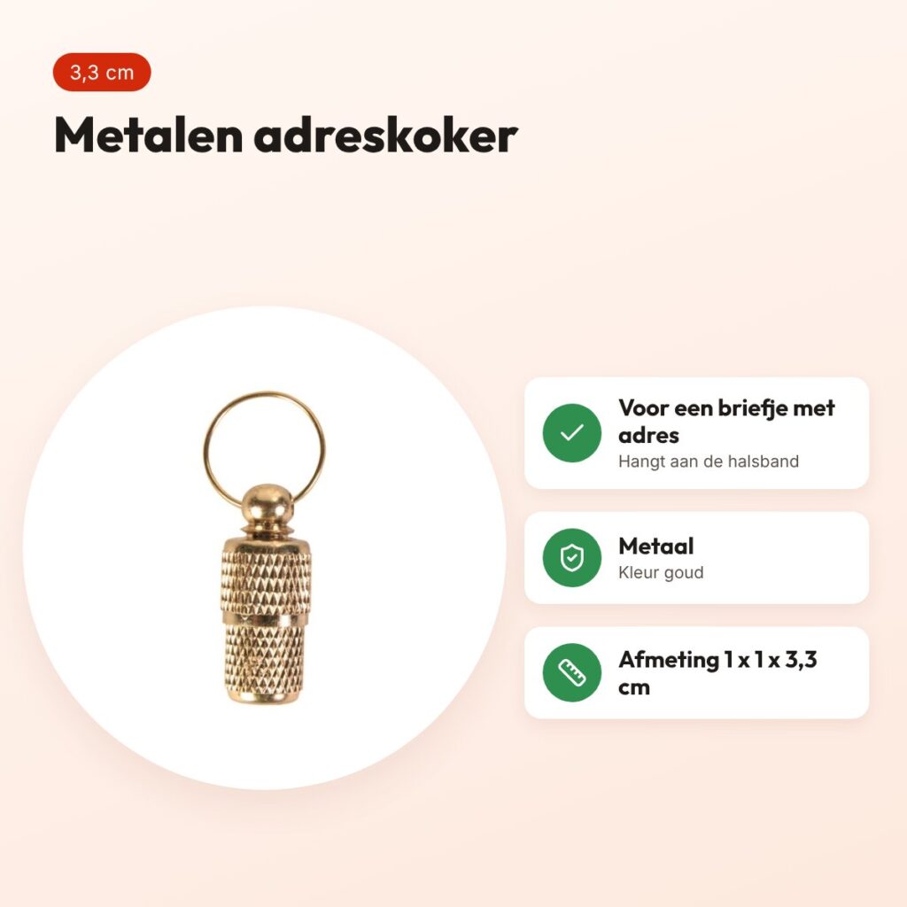 Trixie adreskoker goudkleurig 3,3 cm – metaal – voordelen