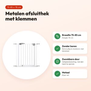 Trixie afsluithek metaal wit 75-85 x 76 cm – met klemmen, zonder boren – voordelen
