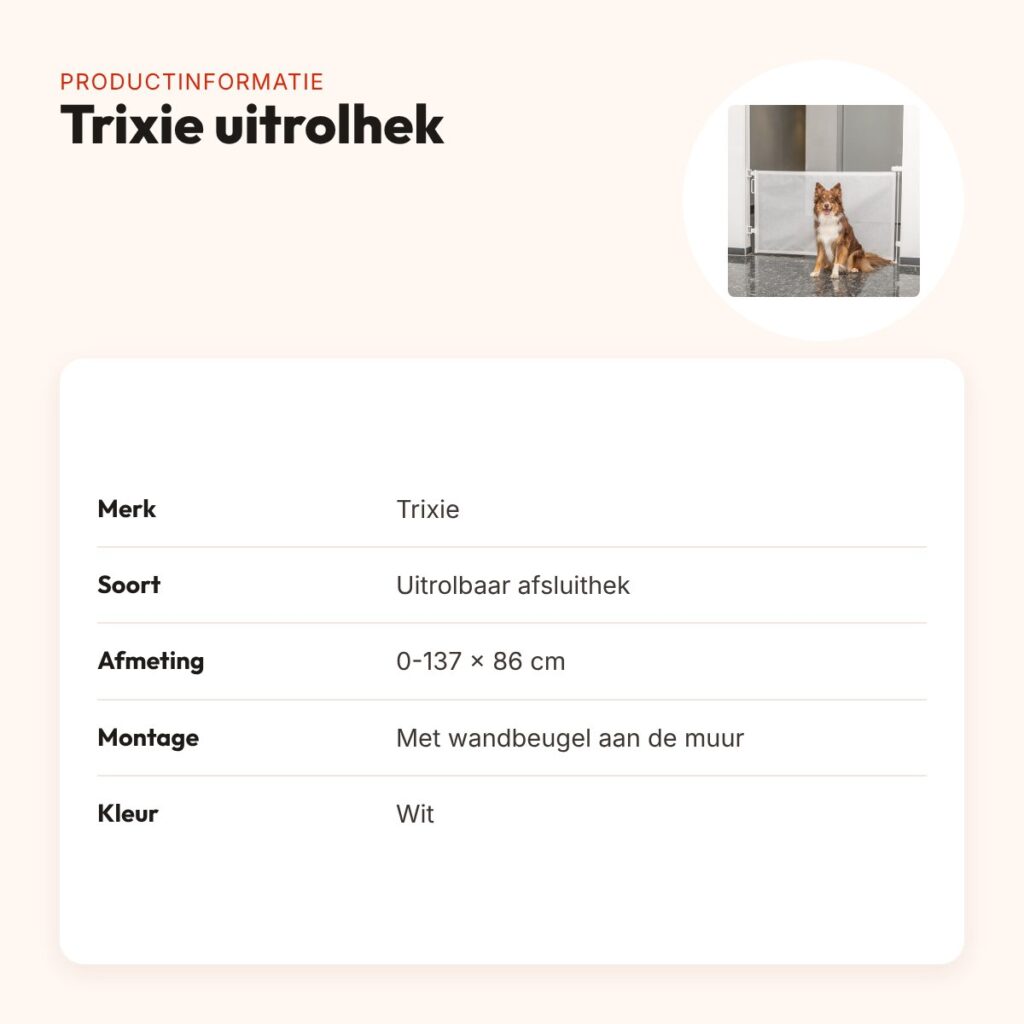 Trixie afsluithek uitrolhek wit 0-137 x 86 cm – productinformatie