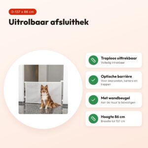 Trixie afsluithek uitrolhek wit 0-137 x 86 cm – voordelen