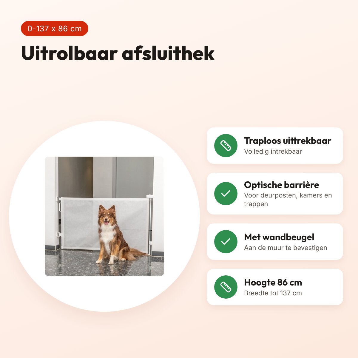 Trixie afsluithek uitrolhek wit 0-137 x 86 cm – voordelen