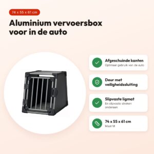 Trixie aluminium vervoersbox grafiet M 74 x 55 x 61 cm – voor in de auto – voordelen