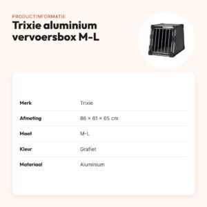 Trixie aluminium vervoersbox grafiet M-L 86 x 61 x 65 cm – voor in de auto – productinformatie