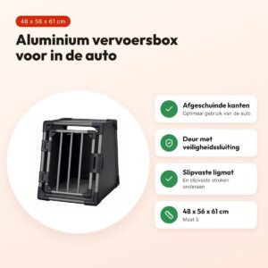 Trixie aluminium vervoersbox grafiet S 48 x 56 x 61 cm – voor in de auto – voordelen