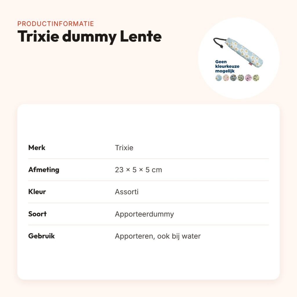 Trixie apporteerdummy Lente drijvend 23 x 5 x 5 cm – bloemenprint – productinformatie