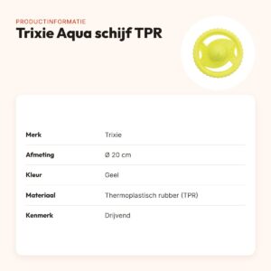 Trixie Aqua hondenspeelgoed schijf TPR geel 20 cm – drijvend – productinformatie
