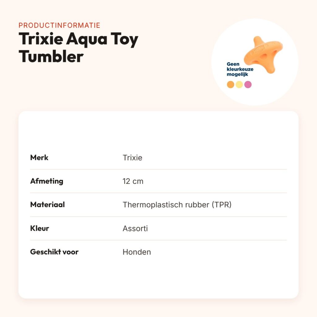 Trixie Aqua Toy Tumbler TPR assorti 12 cm – drijvend hondenspeelgoed – productinformatie