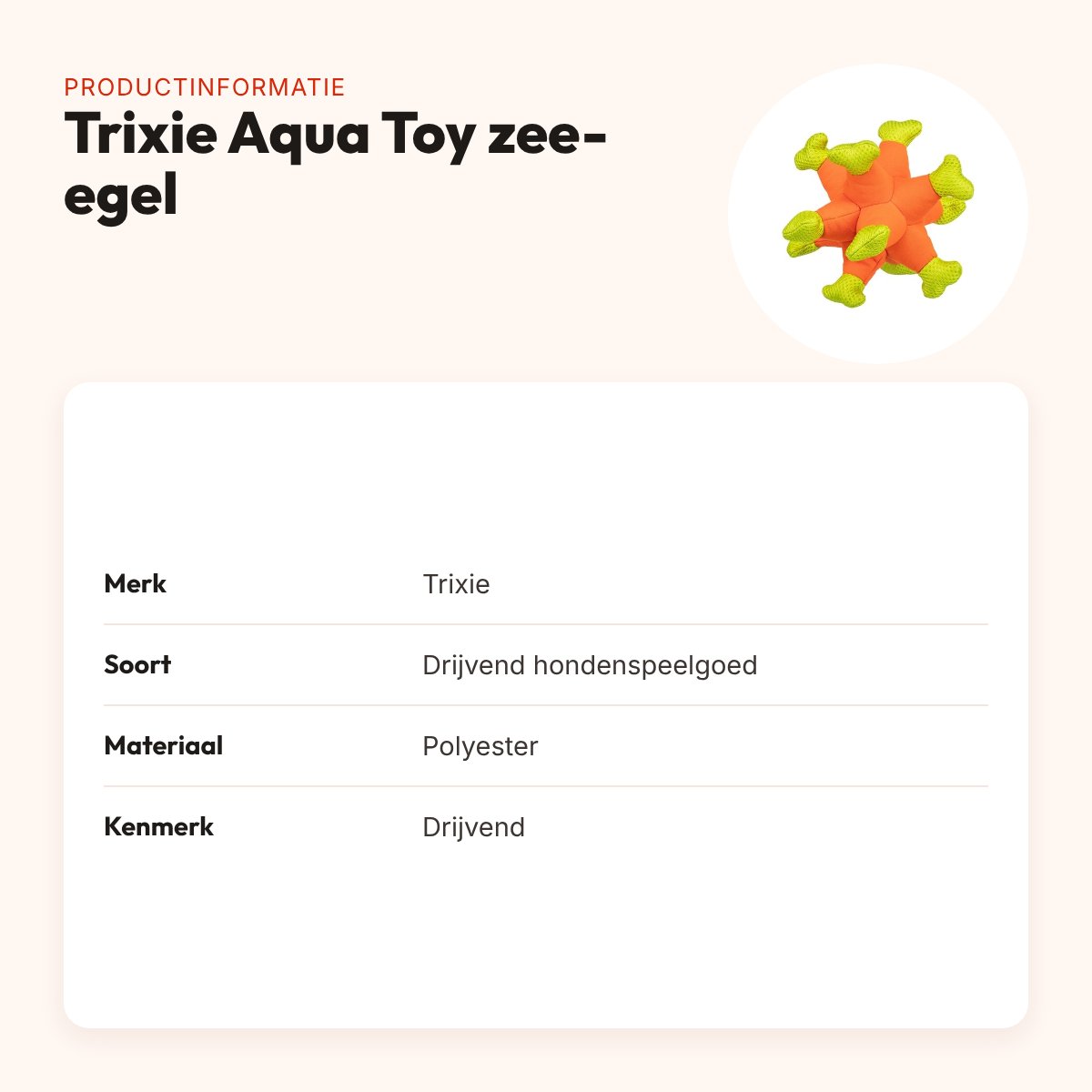 Trixie Aqua Toy zee-egel polyester 24 cm – drijvend hondenspeelgoed – productinformatie