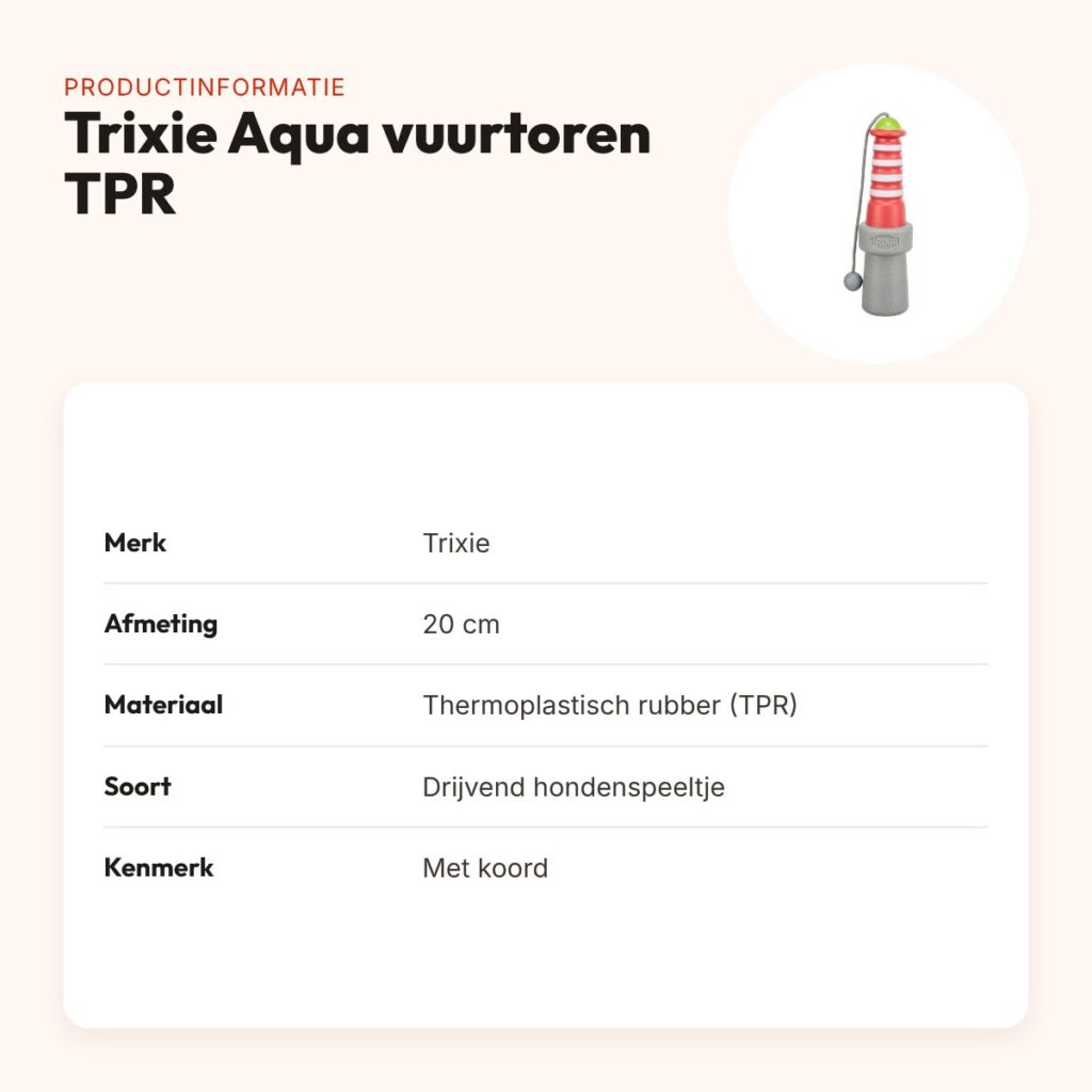 Trixie Aqua vuurtoren TPR 20 cm – drijvend hondenspeeltje met koord – productinformatie