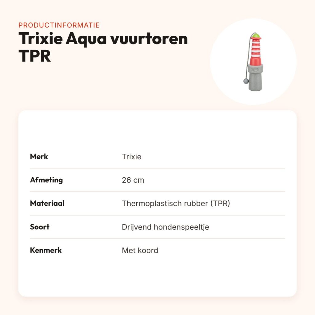 Trixie Aqua vuurtoren TPR 26 cm – drijvend hondenspeeltje met koord – productinformatie