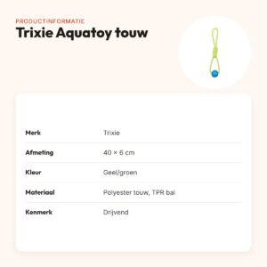 Trixie Aquatoy touw geel/groen 40 cm – drijvend trekspeeltje – productinformatie