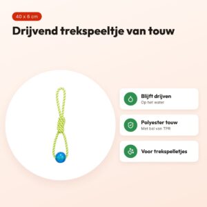 Trixie Aquatoy touw geel/groen 40 cm – drijvend trekspeeltje – voordelen