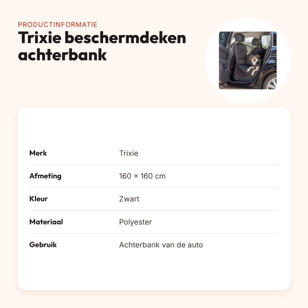 Trixie autobeschermdeken achterbank zwart 160 x 160 cm – met bodemplaat – productinformatie