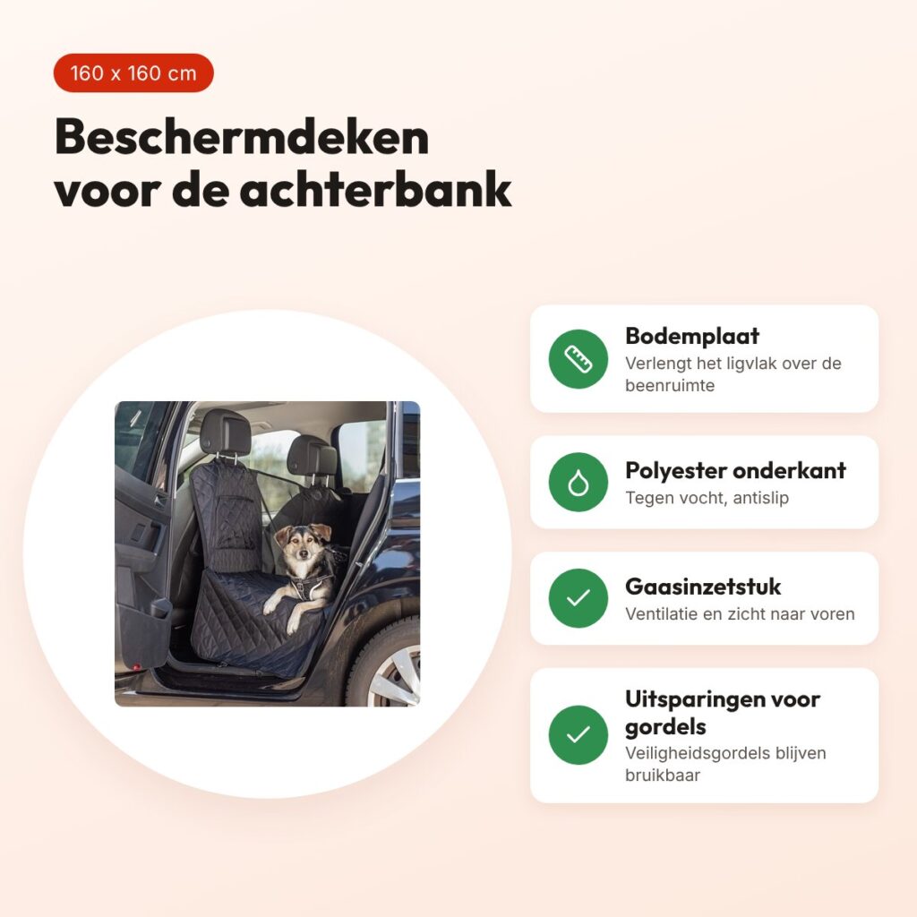 Trixie autobeschermdeken achterbank zwart 160 x 160 cm – met bodemplaat – voordelen