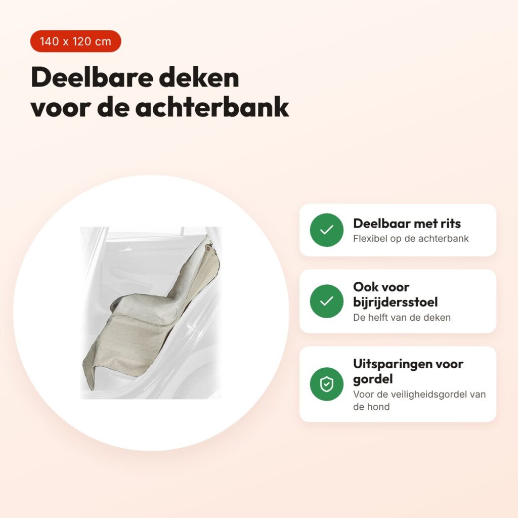 Trixie autobeschermdeken deelbaar beige 140 x 120 cm – achterbank – voordelen