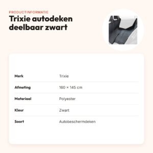 Trixie autobeschermdeken deelbaar zwart 160 x 145 cm – waterafstotend – productinformatie
